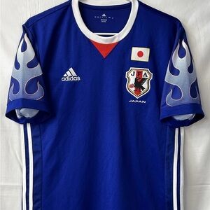 Adidas Japan Blue Soccer Jersey with JFA Badge. 20th Anniversary.